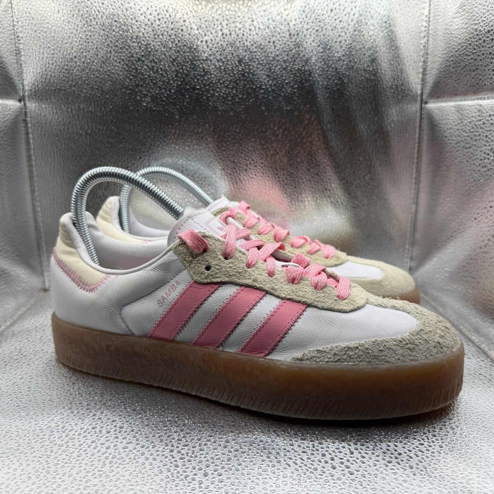 Size 9.5 Adidas Sambarose Sneakers Womens White Pink Excellent Platform IE9109